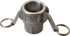 EVER-TITE Coupling Products - 1-1/4" Stainless Steel Cam & Groove Suction & Discharge Hose Female Coupler Female NPT Thread - Part D, 1-1/4" Thread, 250 Max psi - Exact Tooling