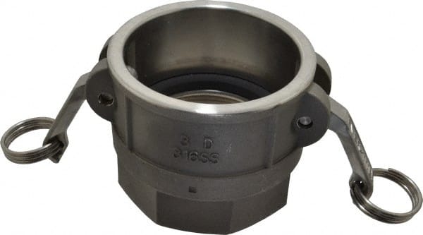 EVER-TITE Coupling Products - 3" Stainless Steel Cam & Groove Suction & Discharge Hose Female Coupler Female NPT Thread - Part D, 3" Thread, 200 Max psi - Exact Tooling