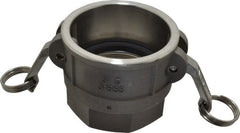 EVER-TITE Coupling Products - 3" Stainless Steel Cam & Groove Suction & Discharge Hose Female Coupler Female NPT Thread - Part D, 3" Thread, 200 Max psi - Exact Tooling