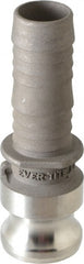 EVER-TITE Coupling Products - 1" Stainless Steel Cam & Groove Suction & Discharge Hose Male Adapter Hose Shank - Part E, 250 Max psi - Exact Tooling