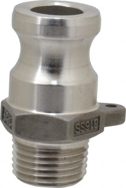 EVER-TITE Coupling Products - 1/2" Stainless Steel Cam & Groove Suction & Discharge Hose Male Adapter Male NPT Thread - Part F, 1/2" Thread, 250 Max psi - Exact Tooling