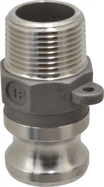 EVER-TITE Coupling Products - 1" Stainless Steel Cam & Groove Suction & Discharge Hose Male Adapter Male NPT Thread - Part F, 1" Thread, 250 Max psi - Exact Tooling