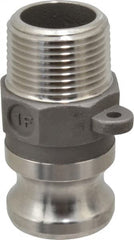 EVER-TITE Coupling Products - 1" Stainless Steel Cam & Groove Suction & Discharge Hose Male Adapter Male NPT Thread - Part F, 1" Thread, 250 Max psi - Exact Tooling