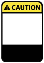 NMC - Accident Prevention Label, Header: CAUTION - Legend: CAUTION, English, Black, Yellow & White, 5" Long x 3" High, Sign Muscle Finish - Exact Tooling