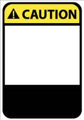 NMC - Accident Prevention Label, Header: CAUTION - Legend: CAUTION, English, Black, Yellow & White, 5" Long x 3" High, Sign Muscle Finish - Exact Tooling