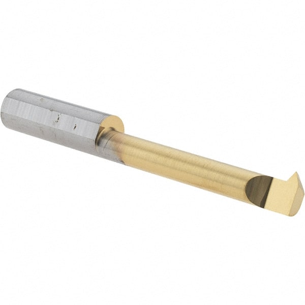 Scientific Cutting Tools - 1-1/2" Cutting Depth, 12 to 40 TPI, 0.29" Diam, Internal Thread, Solid Carbide, Single Point Threading Bar - TiN Finish, 2-1/2" OAL, 5/16" Shank Diam, 0.07" Projection from Edge, 60° Profile Angle - Exact Tooling