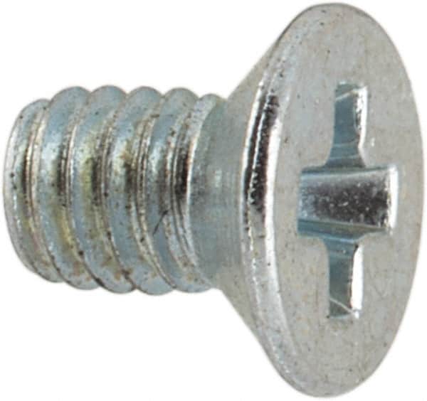 Value Collection - M2.5x0.45 Metric Coarse, 4mm OAL Phillips Drive Machine Screw - Flat Head, Grade 4.8 Steel, Zinc-Plated Finish, Without Washer - Exact Tooling