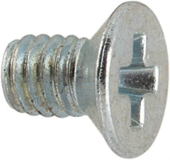 Value Collection - M2.5x0.45 Metric Coarse, 4mm OAL Phillips Drive Machine Screw - Flat Head, Grade 4.8 Steel, Zinc-Plated Finish, Without Washer - Exact Tooling