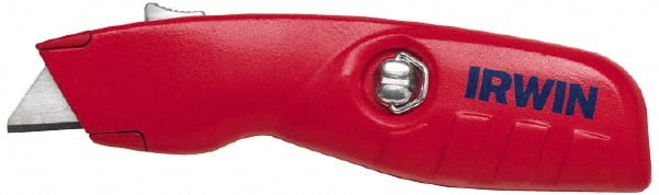 Irwin - Retractable Utility Knife - Red Handle, 2 Blades Included - Exact Tooling