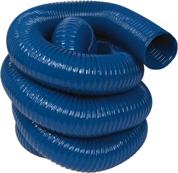 Hi-Tech Duravent - 5" ID, 25' Long, PVC Blower & Duct Hose - Blue, 6-3/4" Bend Radius, 14 In/Hg, 10 Max psi, -20 to 180°F, Abrasion and Chemical Resistant - Exact Tooling