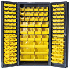 Quantum Storage - 132 Bin Storage Cabinet - Steel, 36" Wide x 24" Deep x 72" High, Gray - Exact Tooling