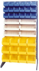 Quantum Storage - 300 Lb Capacity, 15" Deep x 36" Wide x 66" High, Steel Pick Rack - 1 Side, 28 Blue Polyethylene/Polypropylene Bins - Exact Tooling