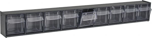 Quantum Storage - 23-5/8" Wide x 3-1/8" High x 2-1/2" Deep, Small Parts Tip Out Stacking Bin Organizer - Polystyrene Frame, 9 Compartments, 2-3/16" Wide x 2-1/2" High x 1-3/4" Deep Bin - Exact Tooling