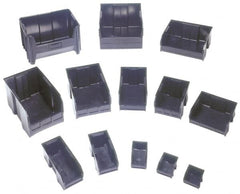 Quantum Storage - 10 Lb. Load Capacity, 7-3/8" Deep, Black Polypropylene Hopper Stacking Bin - 3" High x 4-1/8" Wide x 7-3/8" Long - Exact Tooling