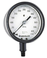 Weksler Instruments - 6" Dial, 1/4 Thread, 0-160 Scale Range, Pressure Gauge - Lower Connection, Rear Flange Connection Mount, Accurate to 0.5% of Scale - Exact Tooling