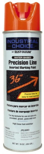Rust-Oleum - 17 fl oz Orange Marking Paint - 600' to 700' Coverage at 1" Wide, Water-Based Formula - Exact Tooling