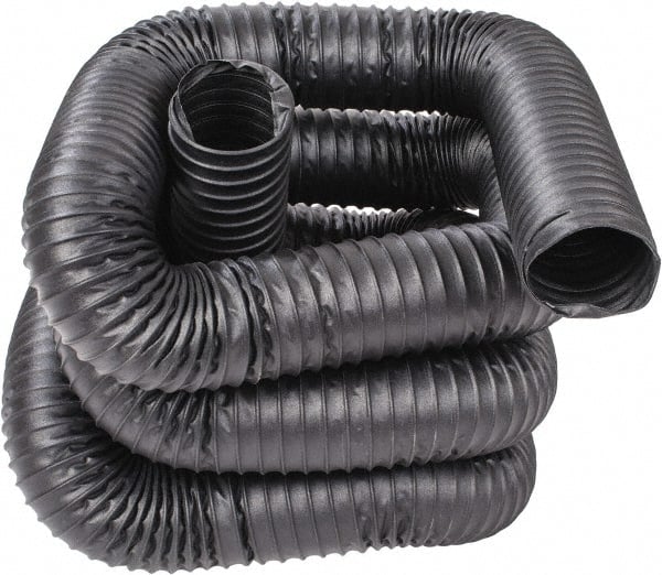 Hi-Tech Duravent - 4" ID, 25' Long, Neoprene Coated Polyester Blower & Duct Hose - Black, 6-1/2" Bend Radius, 22 In/Hg, 25 Max psi, -40 to 250°F, Chemical and Abrasion Resistant - Exact Tooling