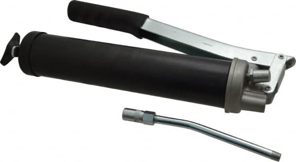 PRO-LUBE - 10,000 Max psi, Rigid Lever Grease Gun - 14 oz (Cartridge) Capacity, 1/8 Thread Outlet, 28 Strokes per oz, Bulk, Cartridge, Filler Pump & Suction Fill, Includes 4 Jaw Coupler with Ball Check - Exact Tooling