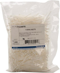 Thomas & Betts - 3.62" Long White Nylon Standard Cable Tie - 18 Lb Tensile Strength, 0.77mm Thick, 6" Max Bundle Diam - Exact Tooling