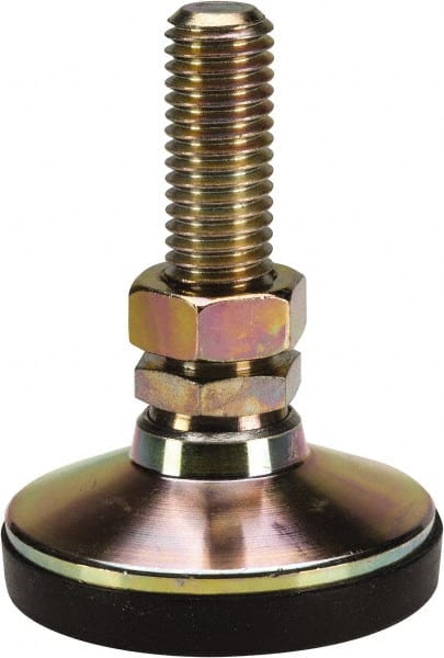 J.W. Winco - 5/8-11 Bolt Thread, Studded Pivotal Stud Mount Leveling Pad & Mount - 4,350 Max Lb Capacity, 2-1/2" Base Diam - Exact Tooling