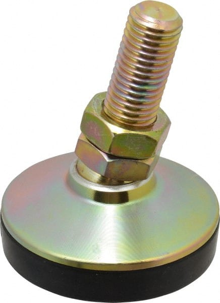 J.W. Winco - 3/4-10 Bolt Thread, Studded Pivotal Stud Mount Leveling Pad & Mount - 5,550 Max Lb Capacity, 3" Base Diam - Exact Tooling