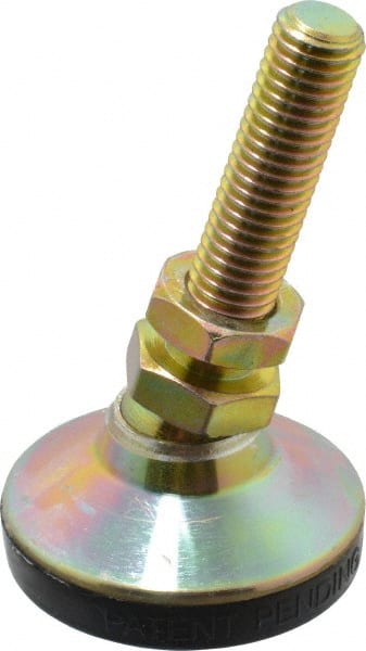 J.W. Winco - M12 x 1.75 Bolt Thread, Studded Pivotal Stud Mount Leveling Pad & Mount - 1,400 Kg Capacity, 48mm Base Diam - Exact Tooling