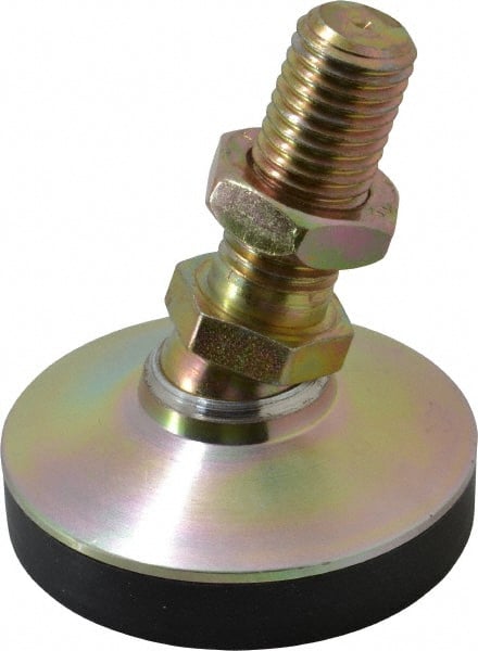 J.W. Winco - M20 x 2.5 Bolt Thread, Studded Pivotal Stud Mount Leveling Pad & Mount - 2,071 Kg Capacity, 76mm Base Diam - Exact Tooling