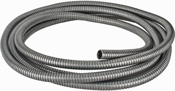 Federal Hose - 7/8" ID, -60 to 400°F, Galvanized Steel Unlined Flexible Metal Duct Hose - 4.1" Bend Radius, 25' Long - Exact Tooling
