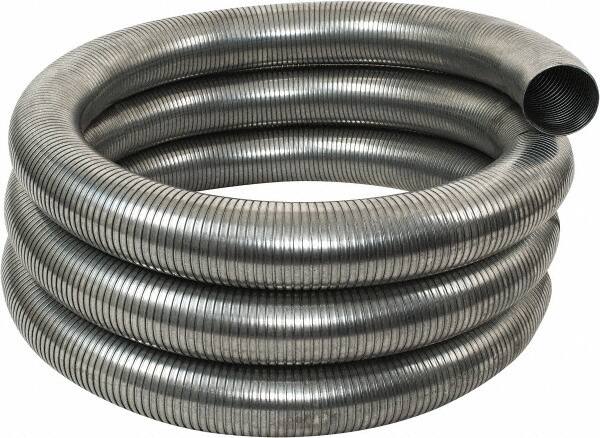Federal Hose - 4" ID, -60 to 400°F, Galvanized Steel Unlined Flexible Metal Duct Hose - 18" Bend Radius, 25' Long - Exact Tooling