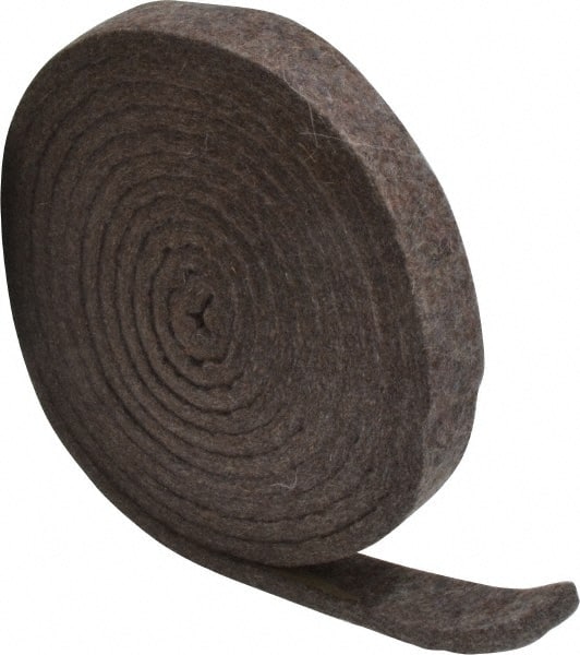 Made in USA - 1/4 Inch Thick x 1 Inch Wide x 10 Ft. Long, Felt Stripping - Gray, Plain Backing - Exact Tooling