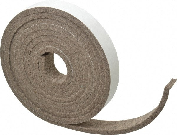 Made in USA - 1/4 Inch Thick x 1 Inch Wide x 10 Ft. Long, Felt Stripping - Gray, Adhesive Backing - Exact Tooling