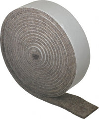 Made in USA - 1/8 Inch Thick x 1 Inch Wide x 10 Ft. Long, Felt Stripping - Gray, Adhesive Backing - Exact Tooling