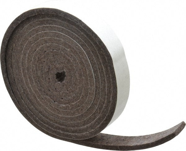 Made in USA - 1/4 Inch Thick x 1 Inch Wide x 10 Ft. Long, Felt Stripping - Gray, Adhesive Backing - Exact Tooling