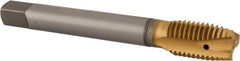 OSG - M16x2.00 Metric Coarse, 3 Flute, TiN Finish, Vanadium High Speed Steel Spiral Point Tap - Plug Chamfer, Right Hand Thread, 110mm OAL, 1-13/16" Thread Length, 0.48" Shank Diam, 6H Class of Fit - Exact Tooling