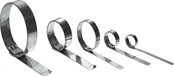 IDEAL TRIDON - 8" ID, Grade 201, Stainless Steel Preformed J-Type Clamp - 3/4" Wide x 0.03" Thick - Exact Tooling