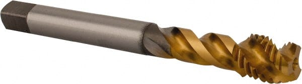 OSG - M14x2.00 Metric Coarse 3 Flute 6H Modified Bottoming Spiral Flute Tap - Vanadium High Speed Steel, TiN Finish, 110mm OAL, Right Hand Flute, Right Hand Thread - Exact Tooling