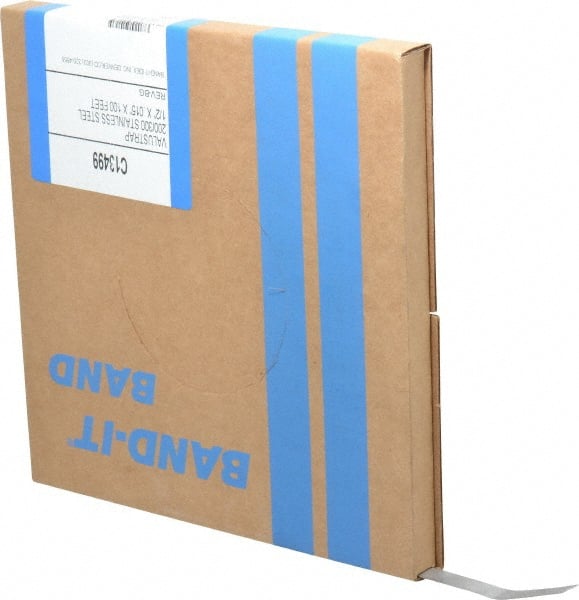 Made in USA - Grade 200 to 300, Stainless Steel Banding Strap Roll - 1/2" Wide x 0.015" Thick - Exact Tooling