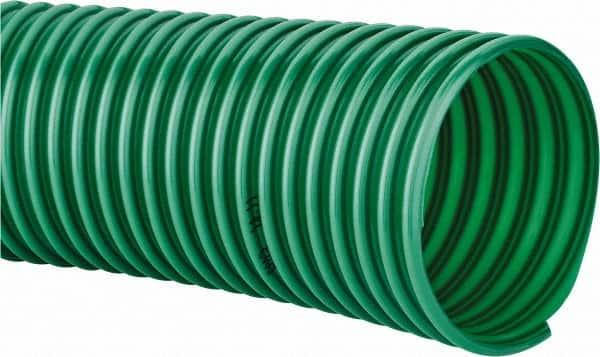 Continental ContiTech - 6" ID, 5 Hg Vac Rating, PVC Vacuum & Duct Hose - 100' Long, Metallic Green, 10" Bend Radius, 15 to 150°F - Exact Tooling