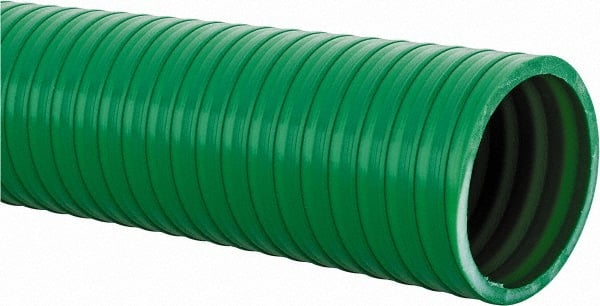 Continental ContiTech - 15 to 150°F, 2" Inside x 2.31" Outside Diam, PVC Liquid Suction & Discharge Hose - Green, 100' Long, 79 psi Working Pressure - Exact Tooling