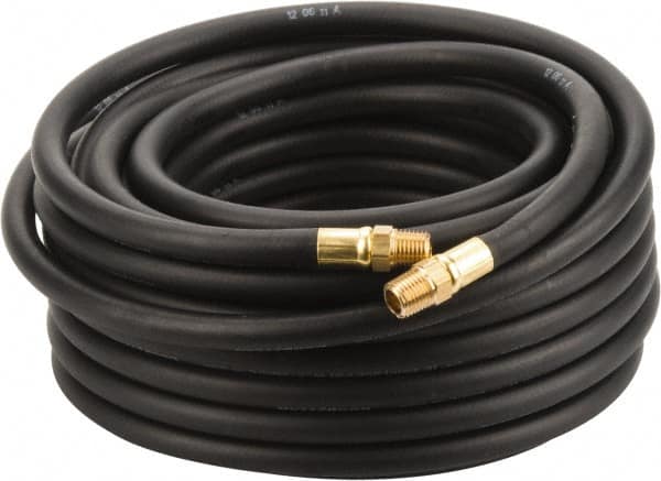 Continental ContiTech - 1/4" ID x 1/2" OD 50' Long Multipurpose Air Hose - MNPT x MNPT Ends, 200 Working psi, -40 to 190°F, 1/4" Fitting, Black - Exact Tooling