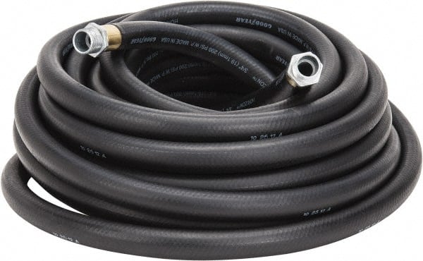 Continental ContiTech - 3/4" ID x 1.118" OD 50' Long Multipurpose Air Hose - MNPT x MNPT Ends, 200 Working psi, -40 to 190°F, 3/4" Fitting, Black - Exact Tooling