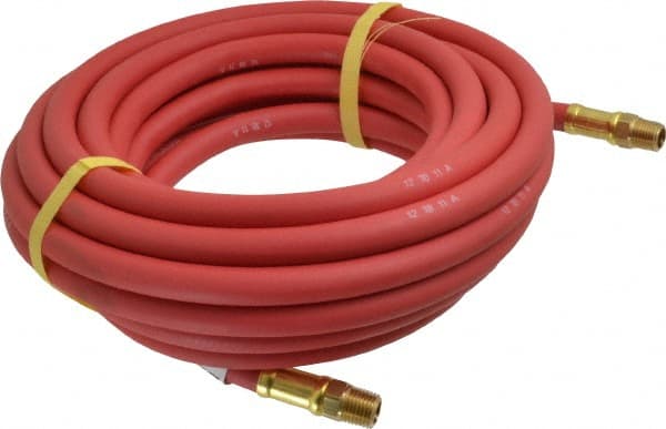 Continental ContiTech - 1/4" ID x 0.527" OD 25' Long Multipurpose Air Hose - MNPT x MNPT Ends, 250 Working psi, -40 to 190°F, 1/4" Fitting, Red - Exact Tooling