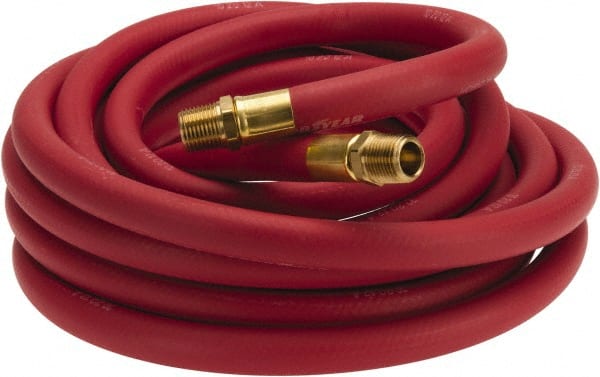 Continental ContiTech - 1/2" ID x 0.838" OD 25' Long Multipurpose Air Hose - MNPT x MNPT Ends, 250 Working psi, -40 to 190°F, 1/2" Fitting, Red - Exact Tooling