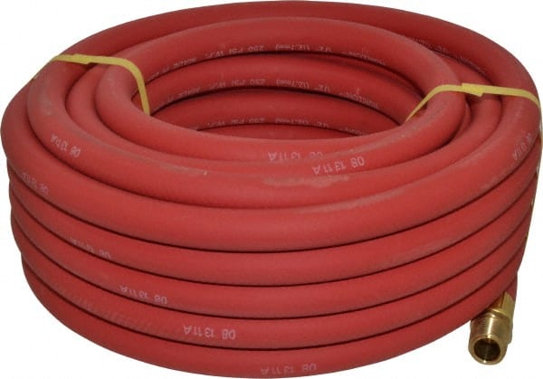 Continental ContiTech - 1/2" ID x 0.838" OD 50' Long Multipurpose Air Hose - MNPT x MNPT Ends, 250 Working psi, -40 to 190°F, 1/2" Fitting, Red - Exact Tooling