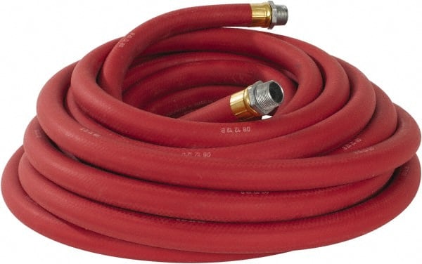 Continental ContiTech - 3/4" ID x 1.133" OD 50' Long Multipurpose Air Hose - MNPT x MNPT Ends, 250 Working psi, -40 to 190°F, 3/4" Fitting, Red - Exact Tooling