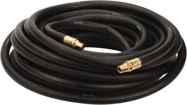 Continental ContiTech - 3/8" ID x 0.688" OD 50' Long Oil Resistant Air Hose - MNPT x MNPT Ends, 300 Working psi, -20 to 190°F, 1/4" Fitting, Black - Exact Tooling