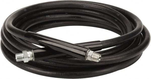 Continental ContiTech - 30' Long, 3/8" Fitting, Swivel Fitting, 0 to 250°F, Synthetic Rubber High Temp & High Pressure Hose - 3/8" Inside x 0.693" Outside Diam, Black, 3,000 psi - Exact Tooling