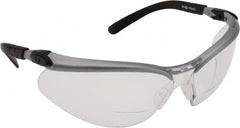 3M - +1.5, Clear Lenses, Scratch Resistant, Framed Magnifying Safety Glasses - UV Protection, Adjustable Temples, Silver/Black Plastic Frame, ANSI Z87.1-2010 - Exact Tooling