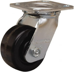 Hamilton - 4" Diam x 2" Wide x 5-5/8" OAH Top Plate Mount Swivel Caster - Phenolic, 800 Lb Capacity, Straight Roller Bearing, 4 x 4-1/2" Plate - Exact Tooling