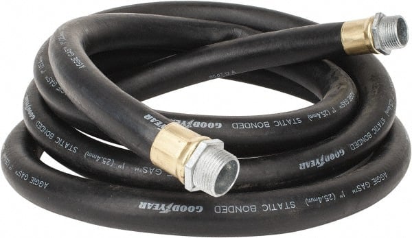 Continental ContiTech - 1" ID x 1-1/8" OD x 12' OAL, NPT Male x Male Petroleum Transfer Hose - 100 Max Working psi, 1" Fitting, Black - Exact Tooling